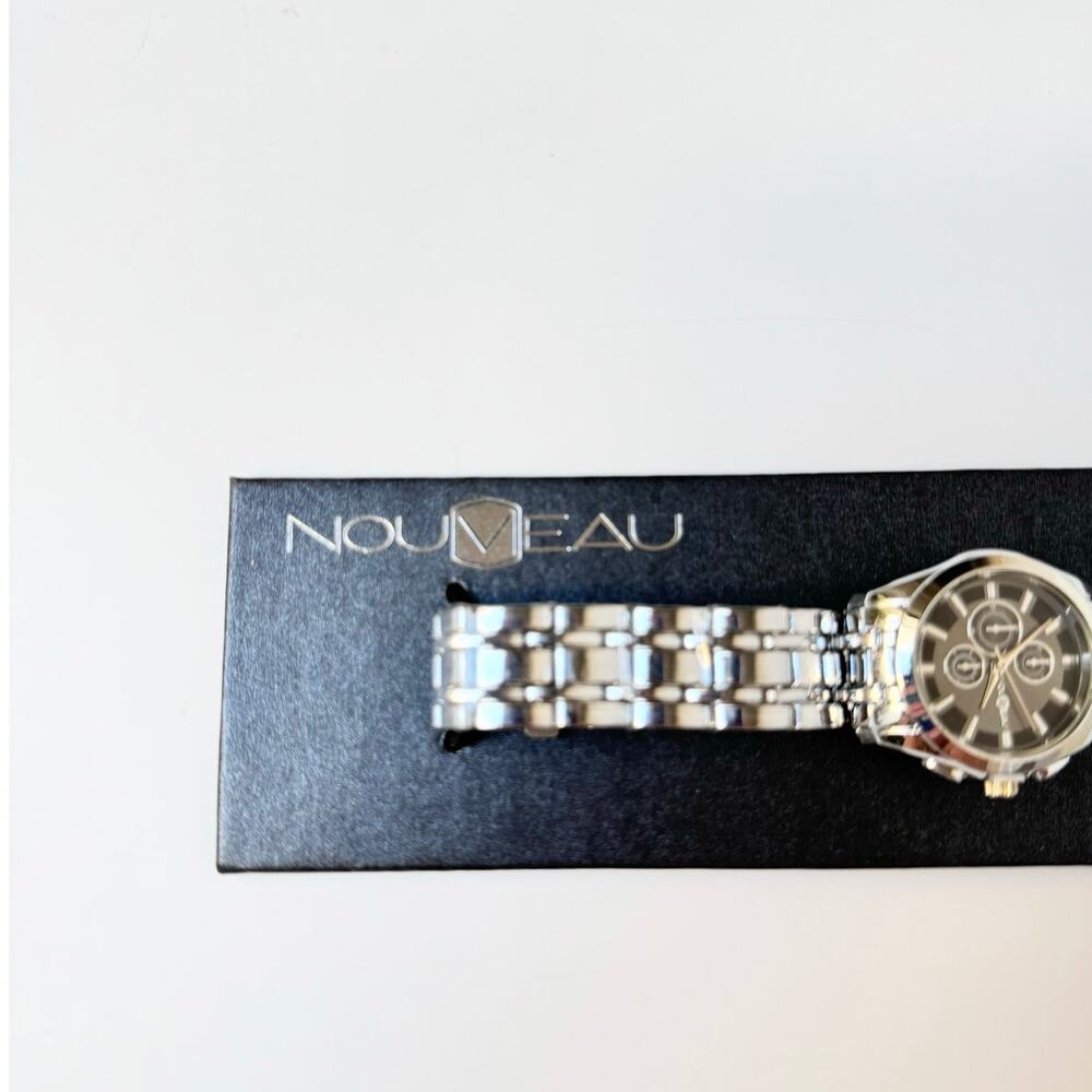 NWT Nouveau Silver Stainless Steel Multi Function Watch - Picture 3 of 10